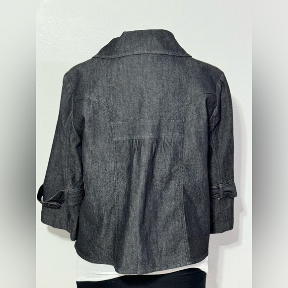 Sandro Sportswear Blazer Jacket Women's M Black Flared Waist Button Up - Picture 2 of 4